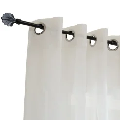 Kit tringle à rideaux extensible avec embout éventail en métal (120-210 cm - Noir)