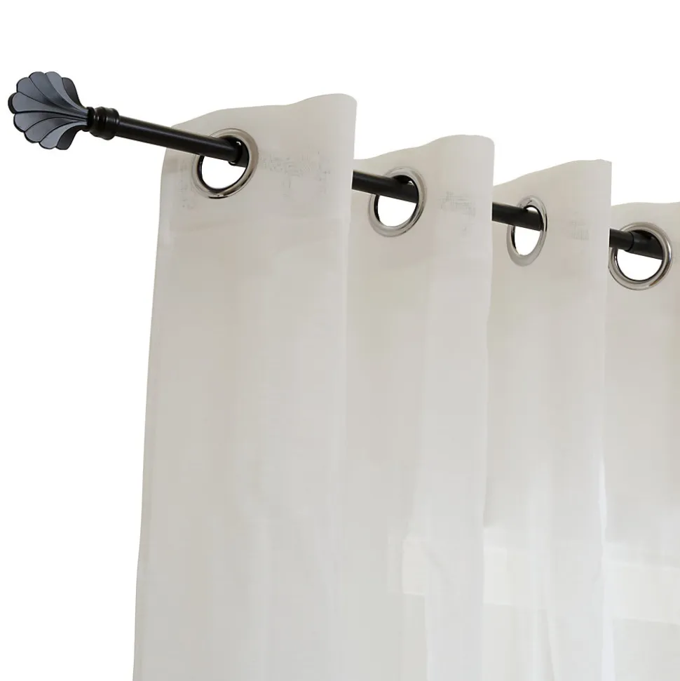 Kit tringle à rideaux extensible avec embout éventail en métal (120-210 cm - Noir)