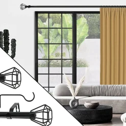 Kit tringle à rideaux extensible géométrique (120-210 cm - Noir)