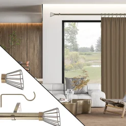 Kit tringle à rideaux extensible cône (120-210 cm - Doré)