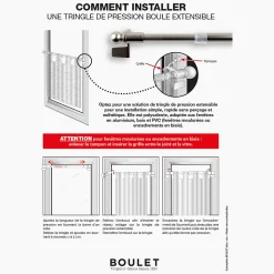 Kit tringle à rideaux Sans-Perçage Extensible 30-45cm Blanc - Boulet