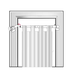 Kit tringle à rideaux Sans-Perçage Extensible. 60-80cm Blanc - Boulet