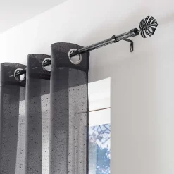 Kit tringle extensible 120 à 210 cm patiné Tropi noir argent