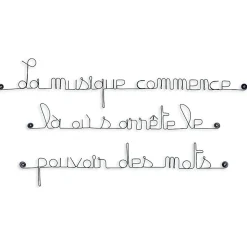 La musique commence là où s'arrête le pouvoir des mots - Sculpture fil de fer 60-75 cm - Bijoux de mur