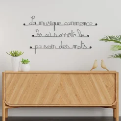 La musique commence là où s'arrête le pouvoir des mots - Sculpture fil de fer 60-75 cm - Bijoux de mur