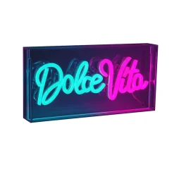 Lampe d'écriture LED 'Dolce Vita' Décoration pour l'intérieur 30 x 15 cm, en bleu et magenta-rouge