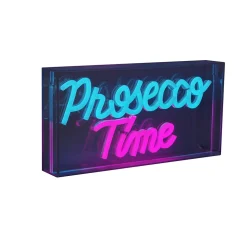Lampe d'écriture LED 'PROSECCO TIME' Décoration pour l'intérieur 30 x 15 cm, en bleu et magenta-rouge
