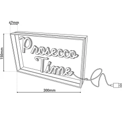 Lampe d'écriture LED 'PROSECCO TIME' Décoration pour l'intérieur 30 x 15 cm, en bleu et magenta-rouge