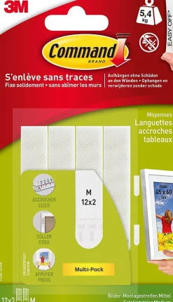 Languette accroche tableau pour cadres moyens 3M Command