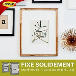 Languette accroche tableau pour cadres multi taille 3M Command, 36 pièces