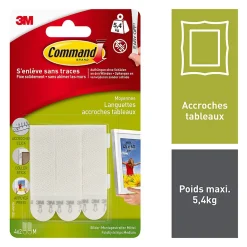 Languette de fixation pour tableaux moyen modèle Blanc vendue par 8 pièces