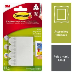 Languette de fixation pour tableaux petit modèle Blanc vendue par 8 pièces