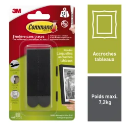 Languette de fixation pour tableaux grand modèle Noir vendue par 8 pièces