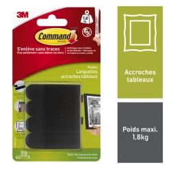 Languette de fixation pour tableaux petit modèle Noir vendue par 8 pièces