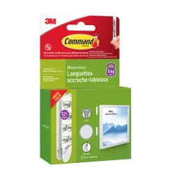 Languettes accroche-tableaux 3M Command - 12 paires