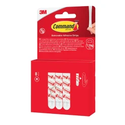 Languettes adhésives amovibles moyennes 3M Command - max 1,3kg 8 paires