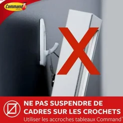 Languettes adhésives amovibles grandes 3M Command - max 1,8kg 8 paires