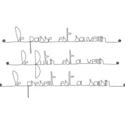 Le passé est souvenir le futur est à venir le présent est à saisir - Sculpture fil de fer 60-75 cm - Bijoux de mur