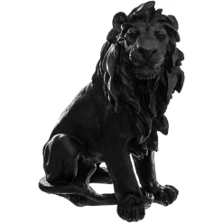 Lion en résine H31 cm noir Atmosphera