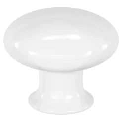 Lot 6 boutons de meuble arrondi Porcelaine Vras GoodHome blanc Ø3.2 cm