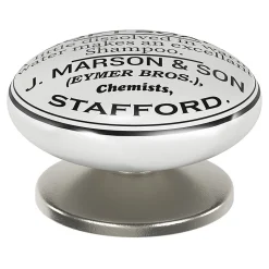 Lot 4 boutons de meuble arrondi Porcelaine Vras GoodHome noir et blanc Ø3.8 cm