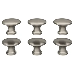 Lot 6 boutons de meuble arrondi GoodHome Primel gris Ø2.9cm x l.2.9cm x h. 2.1cm x p.2.1cm