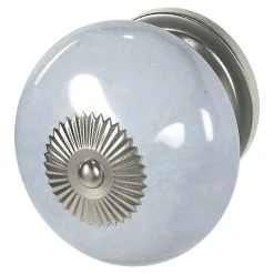 Lot 4 boutons de meuble arrondi Porcelaine Vras GoodHome gris clair Ø4 cm