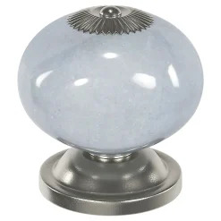 Lot 4 boutons de meuble arrondi Porcelaine Vras GoodHome gris clair Ø4 cm