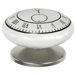Lot 4 boutons de meuble arrondi Porcelaine Vras GoodHome noir et blanc Ø4.1cm x P.2.7cm