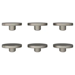 Lot 6 boutons de meuble arrondi Minzh GoodHome effet nickel Ø3.5cm x H.2cm