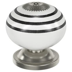 Lot 4 boutons de meuble arrondi Porcelaine Vras GoodHome noir et blanc Ø4cm x P.3.8cm