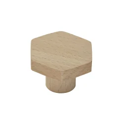 Lot 4 boutons de meuble bois Hexagonal Ø4cm