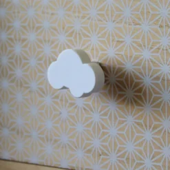 Lot 4 boutons de meuble enfant nuage blanc Chrisligne L.46 x l. 30 mm