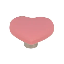 Lot 4 boutons de meuble enfant cœur rose Chrisligne L.42 x l.40 mm