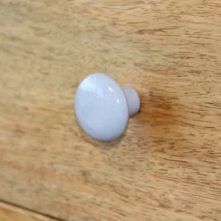 Lot 6 boutons de meuble GoodHome Porcelaine Vras gris Ø3.2cm x p.2.5cm