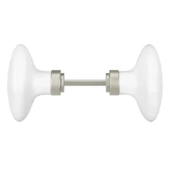 Lot 2 boutons de porte ovale porcelaine et zinc GoodHome blanc l.4.2cm x h.6.5cm