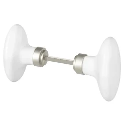 Lot 2 boutons de porte ovale porcelaine et zinc GoodHome blanc l.4.2cm x h.6.5cm