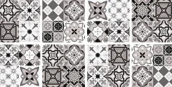 Lot 8 carreaux adhésifs décoratifs Vinyl Way Capri Dada Art effet carreau de ciment noir & blanc L.20 x L.20 cm x ep.1,3 mm