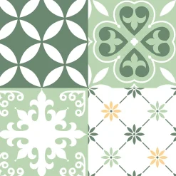 Lot 8 carreaux adhésifs décoratifs Vinyl Way Florence Dada Art effet carreau de ciment vert L.20 x L.20 cm x ep.1,3 mm