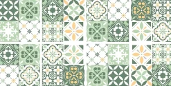 Lot 8 carreaux adhésifs décoratifs Vinyl Way Florence Dada Art effet carreau de ciment vert L.20 x L.20 cm x ep.1,3 mm