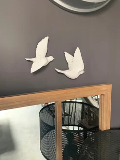 lot 2 décorations murales oiseaux blancs Emde