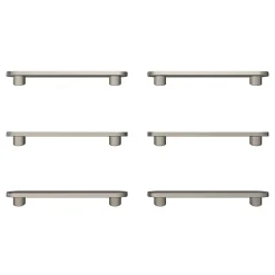 Lot 6 poignées de meuble arrondi GoodHome Minzh aluminium effet nickel satin gris l.121mm x l.25mm x H. 16mm entraxe 96mm