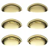 Lot 6 poignées de meuble demi-ronde GoodHome Armel effet laiton doré l.79mm x l.28mm x H. 26mm entraxe 64mm