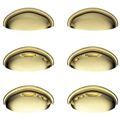 Lot 6 poignées de meuble demi-ronde GoodHome Armel effet laiton doré l.79mm x l.28mm x H. 26mm entraxe 64mm