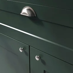 Lot 6 poignées de meuble demi-ronde GoodHome Govlin effet nickel satin gris l.81mm x l.30mm x H. 30mm entraxe 64mm