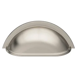 Lot 6 poignées de meuble demi-ronde GoodHome Govlin effet nickel satin gris l.81mm x l.30mm x H. 30mm entraxe 64mm