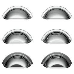 Lot 6 poignées de meuble demi-ronde GoodHome Govlin effet chromé gris l.81mm x l.30mm x H. 30mm entraxe 64mm