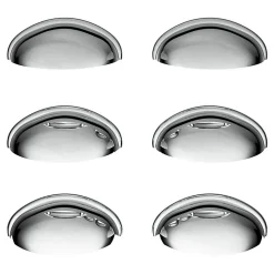 Lot 6 poignées de meuble demi-ronde GoodHome Armel effet chromé gris l.79mm x l.28mm x H. 26mm entraxe 64mm