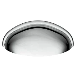 Lot 6 poignées de meuble demi-ronde GoodHome Armel effet chromé gris l.79mm x l.28mm x H. 26mm entraxe 64mm