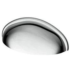 Lot 6 poignées de meuble demi-ronde GoodHome Armel effet chromé gris l.79mm x l.28mm x H. 26mm entraxe 64mm
